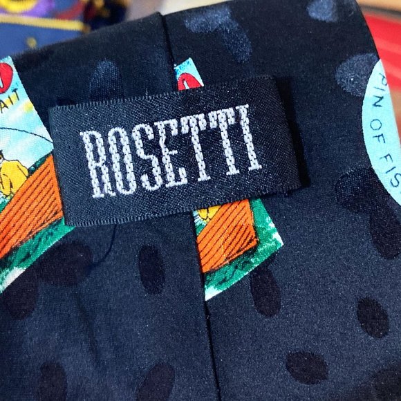 MEN'S ROSETTI NECK TIE FISHERMAN THEME 100% SILK MENS ACCESSORY FISHING FISH - Picture 6 of 6